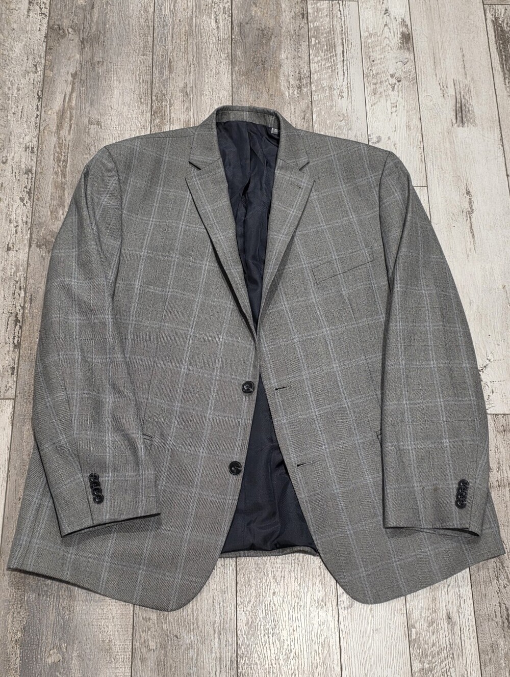 46R Men's Michael Kors Plaid Gray Blazer 2 Button Sport Coat Flawless
